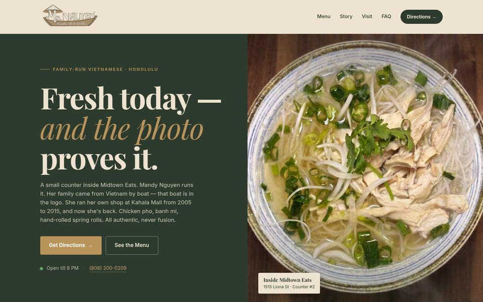Ms. Nguyen restaurant website
