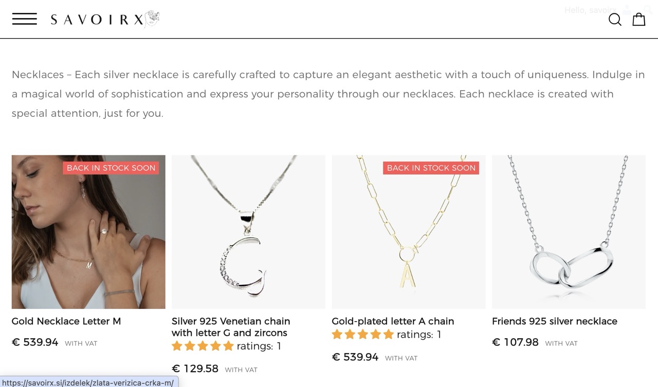 Savoirx jewelry store